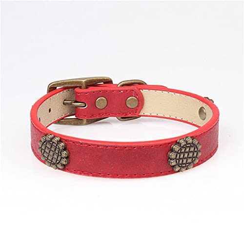 Pu Leder Hundehalsband Einfache Muster Halskette für mittlere und große Hundehalsbandzubehör mit 4 Farben,rot,M von HUANSUN