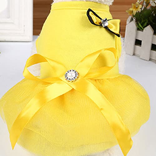 Puppy Pets Bowknot Kleid Spitzenrock Prinzessin Weiches Schönes Kleid Kleine HundekleidungDurable Pet Supplies Fashion Cute Clothing,yellow4,xs von HUANSUN