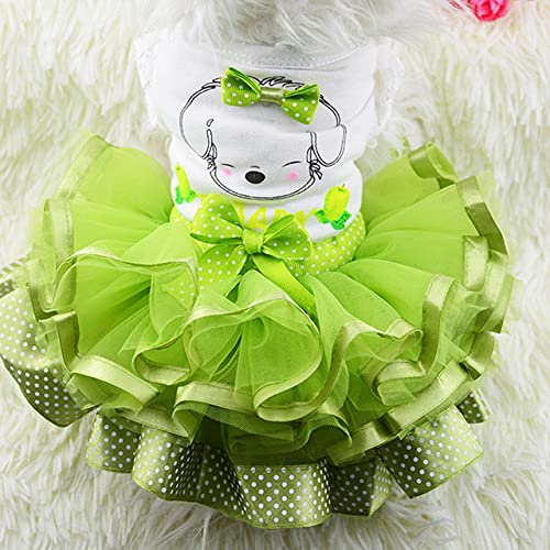 Puppy Pets Bowknot Kleid Spitzenrock Prinzessin Weiches Schönes Kleid Kleine HundekleidungDurable Pet Supplies Mode Niedliche Kleidung,Grün 2,XL von HUANSUN