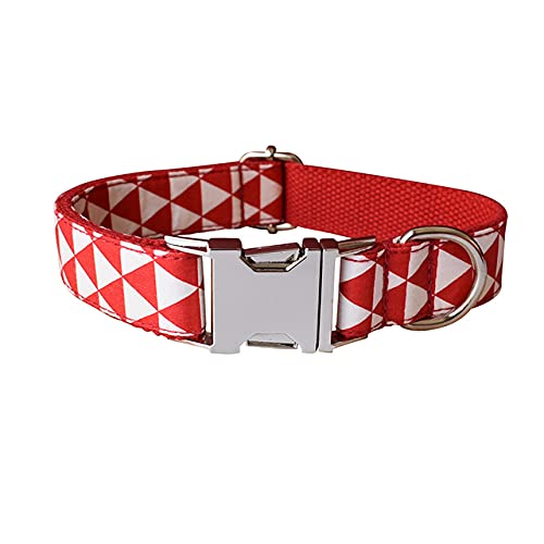 Rotes Halsband personalisierter Baumwollqualitätsstoff für kleine, mittelgroße Hundemetallteile Haustierzubehör,Hundehalsband,XL von HUANSUN