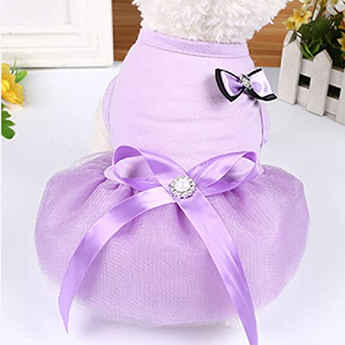 Süßes Hund Cupcake Kleid Prinzessin Kleid Tutu Blumen Perlen Bequemes Hundekleid Rock Rosa Spitze Welpen Hundezubehör,4,XL von HUANSUN