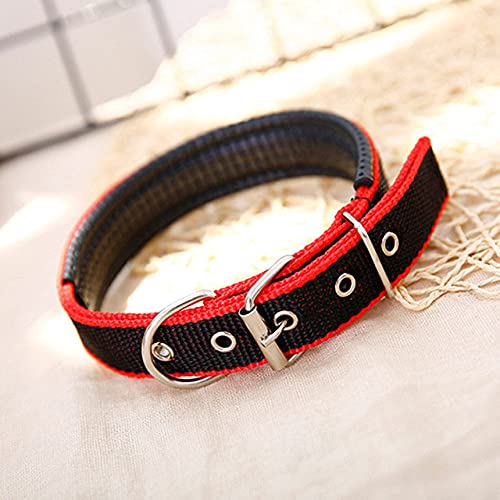 Verstellbarer Nylonhalsband für Haustiere Hundehalsbänder Sicherheit kleine und große Hundehalsring für Haustiere,Schwarz,Rot,L von HUANSUN