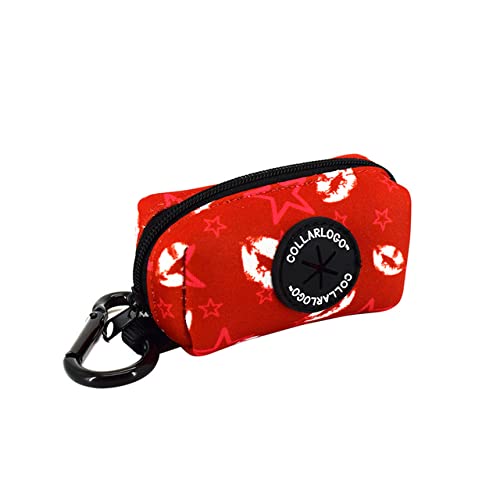 Verstellbares Hundehalsband Langlebig Weich Niedlich Kreative Farbige Rote Lippen Druck Leine Harness Mit Poop Bag Dispenser,Poop Bag Dispenser,S von HUANSUN