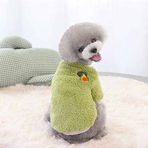 Warme Fleece-Haustierkleidung Niedlicher Obst-Print-Mantel Small Medium Hund Katze Shirt Jacke Winter-Outfit,grün,L von HUANSUN