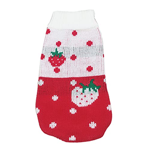 Warmer Puppuy Hundepullover Winter Haustierkleidung für kleine Hunde Katze Pullover Kleidung Kostüm,rot Erdbeere,16 von HUANSUN