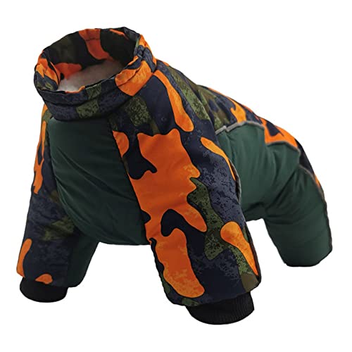 Winter Haustier Hund Warme Kleidung für kleine mittelgroße Hunde verdicken warmen Hund Overall Hoodie Mantel Hundebekleidung warm halten, orange Tarnung, S von HUANSUN