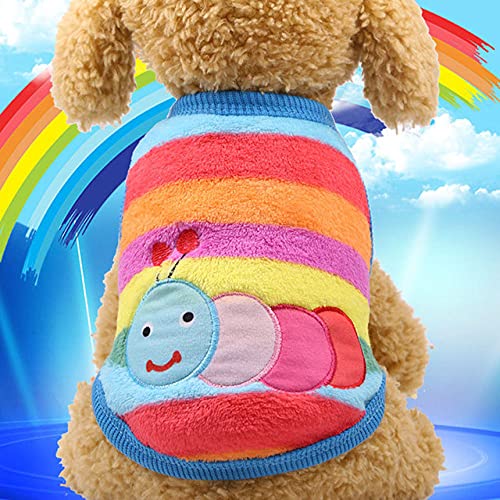 Winter-Hundebekleidung Weiches Fleece-Haustier-Hundebekleidung für kleine mittlere Hunde Welpen-Hundehemd Winter-Welpen-Haustier-Katzenkleidung, Regenbogen, XXS 0.5,1.2KG von HUANSUN