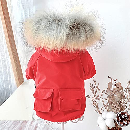 Winter Hundemantel Haustier Kleidung Warmes Welpen Outfit Yorkshire Pudel Pomeranian Schnauzer Hundebekleidung,rot,XL von NC