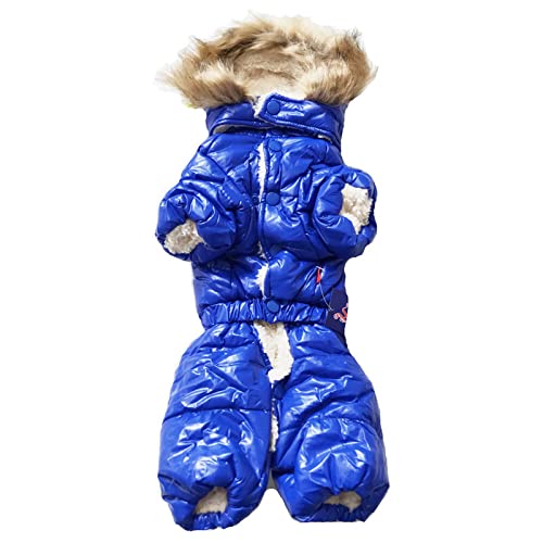 Winter Puppy Dog Mäntel Step-in Warme Jacke für kleine Hunde Kaltes Wetter Kleidung Bekleidung 4 Beine Ganzkörper,Blau,L von HUANSUN