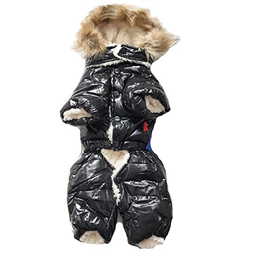 Winter Puppy Dog Mäntel Step-in Warme Jacke für kleine Hunde Kaltes Wetter Kleidung Bekleidung 4 Beine Ganzkörper,Schwarz,L von HUANSUN