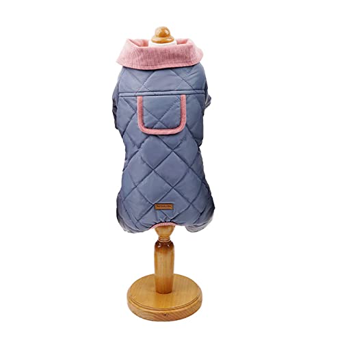 Winteroverall für Hunde Warmes weiches Fleecefutter Hundebekleidung für kleine Hunde Rautengesteppter gepolsterter Haustier-Overall Niedlicher Welpenmantel,Blau,XL von HUANSUN