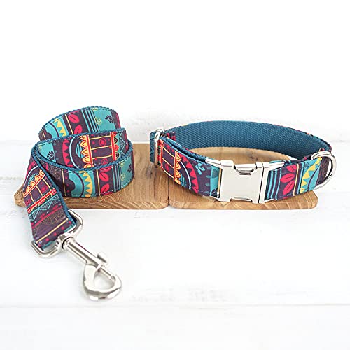 ethnische Art Bunte weiche Hundehalsbänder Hundehalsband 5 Größen, Hundehalsband-Leine-Set,M von NC