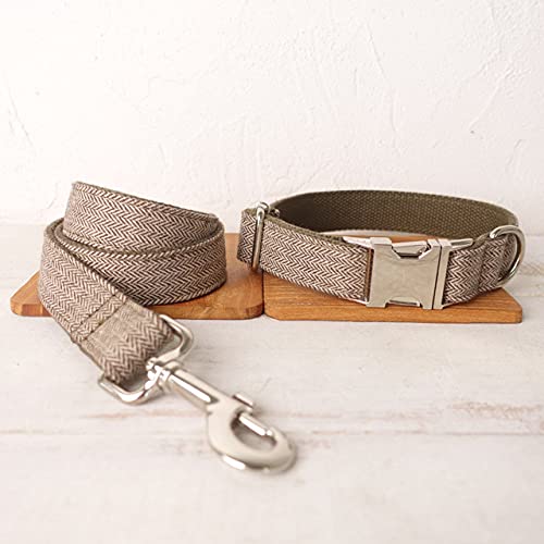 personalisierte Hundehalsband Leine verstellbares Welpen Namensschild Halsband 5 Größen, Hundehalsband Leine Set, XL von HUANSUN