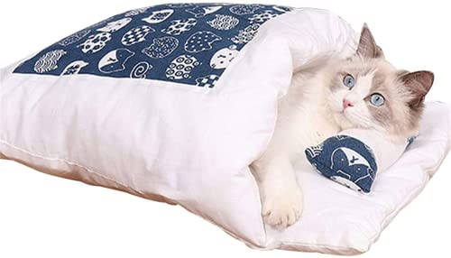 HUAPING Betten & Sofas für Katzen, Haustierbett mit kleinem Kissen, Katzenbett, tragbarer, Warmer, weicher, bequemer Katzenschlafsack, herausnehmbares Katzenbett (L65*50cm,1) von HUAPING