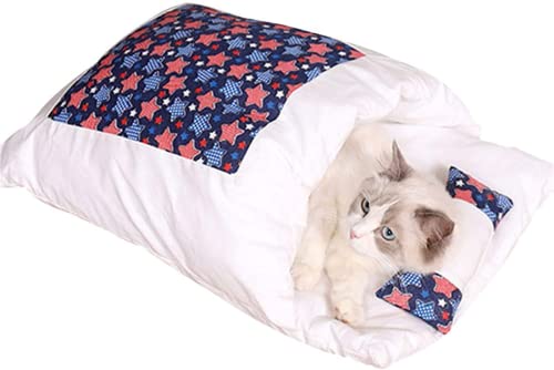 HUAPING Betten & Sofas für Katzen, Haustierbett mit kleinem Kissen, Katzenbett Welpenkissen, tragbar, warm, bequemer Katzenschlafsack, herausnehmbar (L65*50cm,2) von HUAPING