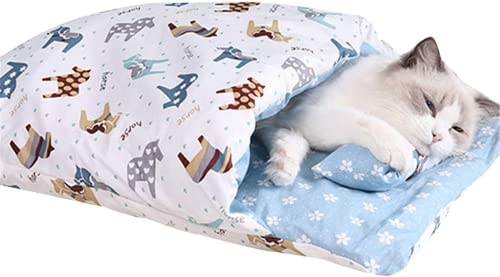 HUAPING Betten & Sofas für Katzen, Haustierbett mit kleinem Kissen, Katzenbett Welpenkissen, tragbar, warm, bequemer Katzenschlafsack, herausnehmbar (L65*50cm,5) von HUAPING