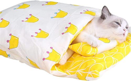 HUAPING Betten & Sofas für Katzen, Haustierbett mit kleinem Kissen, Katzenbett Welpenkissen, tragbar, warm, bequemer Katzenschlafsack, herausnehmbar (L65*50cm,7) von HUAPING