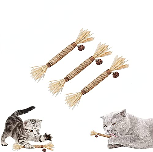 HUAPING Catnip Sticks,3 Pieces Cat Sticks for Teeth Cleaning, Chewing Sticks for Cats, Catnip Sticks Organic, Cat Dental Care Toy, Chewing Sticks Set, Cat Chewing Toy, Toy for Cats von HUAPING