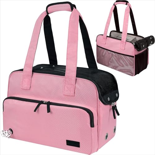 Transporttasche für Haustiere, Reisetasche, Fluggesellschaft zertifiziert, Rosa, 43 x 28 x 20 cm von HUASOE