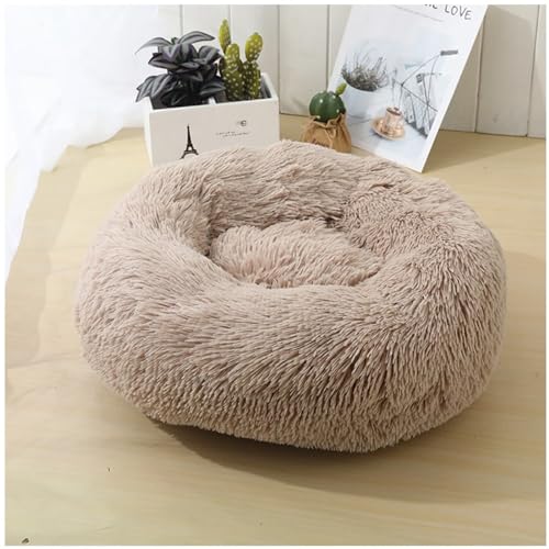 HUAXIQUE Donut Hundebett Hundebett Wolke Mittelgroße Hunde Hundebett für Große undekissen Waschbar Flauschig Hundematte Anti Rutsch Noppenboden 80cm Khaki von HUAXIQUE