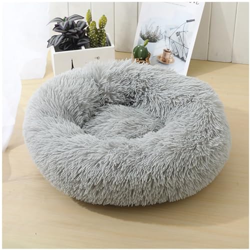 HUAXIQUE Donut Hundebett Hundebett Wolke katzenbettfür Katzen Und Kleine Mittelgroße Hunde Waschbar Haustierbett Anti Rutsch Noppenboden 50cm Hellgrau von HUAXIQUE