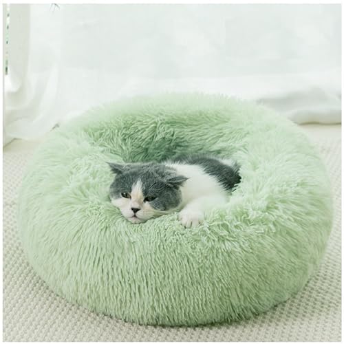 HUAXIQUE Hundebett Donut Anti Stress Hundebett Mittelgroße Hunde Hundebett für Große Waschbar Haustierbett Flauschiges Hundebett 90cm Grün von HUAXIQUE