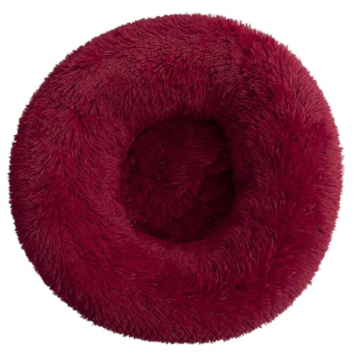 HUAXIQUE Hundebett Flauschig Hundebett Kuschelig katzenbettfür Katzen Und Kleine Mittelgroße Hunde Waschbar Haustierbett Flauschiges Hundebett 40cm Weinrot von HUAXIQUE