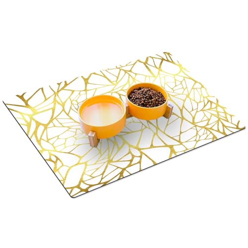 HUBDECO Hunde- und Katzennapfmatte - Fressnapf Unterlage - wasserdichte und rutschfeste Futtermatte - Haustier-Futtermatte - Pflegeleicht - Absorbiert Keine Gerüche - 59x39 - Muster 22 von HUBDECO