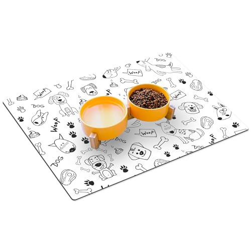 HUBDECO Hunde- und Katzennapfmatte - Fressnapf Unterlage - wasserdichte und rutschfeste Futtermatte - Haustier-Futtermatte - Pflegeleicht - Absorbiert Keine Gerüche - 59x39 - Muster 3 von HUBDECO