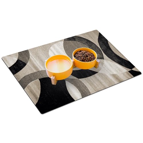 HUBDECO Hunde- und Katzennapfmatte - Fressnapf Unterlage - wasserdichte und rutschfeste Futtermatte - Haustier-Futtermatte - Pflegeleicht - Absorbiert Keine Gerüche - 59x39 - Muster 34 von HUBDECO