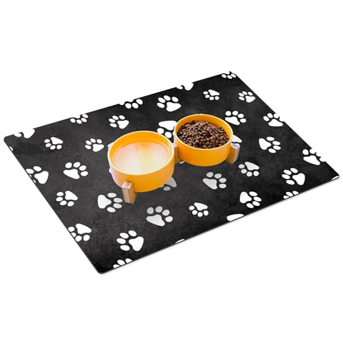 HUBDECO Hunde- und Katzennapfmatte - Fressnapf Unterlage - wasserdichte und rutschfeste Futtermatte - Haustier-Futtermatte - Pflegeleicht - Absorbiert Keine Gerüche - 59x39 - Muster 6 von HUBDECO