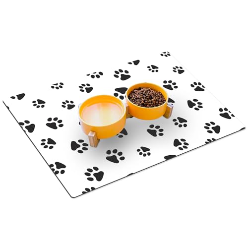 HUBDECO Hunde- und Katzennapfmatte - Fressnapf Unterlage - wasserdichte und rutschfeste Futtermatte - Haustier-Futtermatte - Pflegeleicht - Absorbiert Keine Gerüche - 59x39 - Muster 7 von HUBDECO