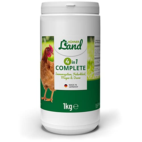 HÜHNER Land 4in1 Complete 1kg für Hühner & Geflügel – Futterergänzung Vitamine für Hühner mit Zeolith, Bierhefe, Hagebutte & Topinambur - Für Gefieder, Immunsystem, Magen-Darm von HÜHNER Land