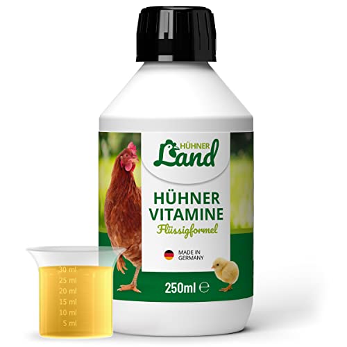 HÜHNER Land Hühner Vitamine 250ml – Hühnerfutter Ergänzung, Vitaminkonzentrat mit Vitamin ADEC I Futterergänzungsmittel für die Vitaminversorgung von Hühnern, Wachteln & Geflügel von HÜHNER Land