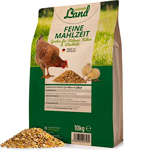 HÜHNER Land Hühnerfutter – Feine Mahlzeit 10kg I gebrochene Qualität, Grütze für Hühner, Wachteln, Küken & Geflügel, Kükenfutter, Futterabwechslung ohne Zusätze HÜHNER Land Hühnerfutter – Feine Mahlzeit 10kg I gebrochene Qualität, Grütze für Hühner, Wachteln, Küken & Geflügel, Kükenfutter, Futterabwechslung ohne Zusätze von HÜHNER Land