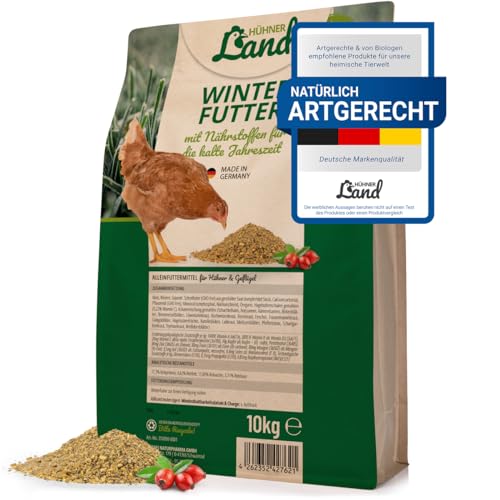 HÜHNER Land Hühnerfutter – Winterfutter für Hühner 10kg I Hühner Winterkorn, Hühnerfutter Ohne Gentechnik und Zusätze, Alleinfutter winterfit, für Immunsystem & Stoffwechsel von HÜHNER Land