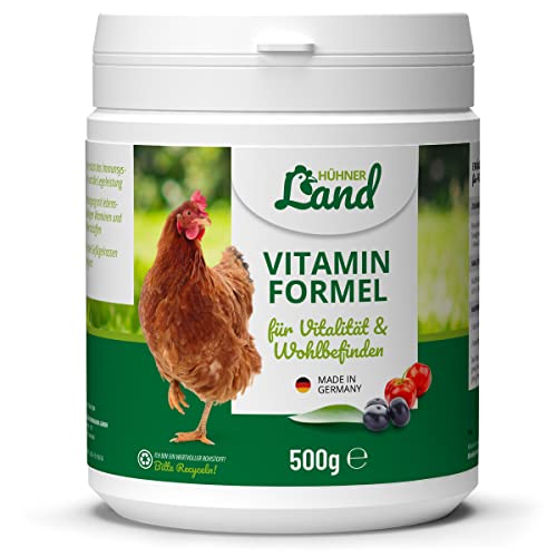 HÜHNER Land Vitamin Formel für Hühner & Geflügel 500g - Futterergänzung für Hühnerfutter mit Vitaminen, & Mineralien für Stoffwechsel & Immunsystem von HÜHNER Land