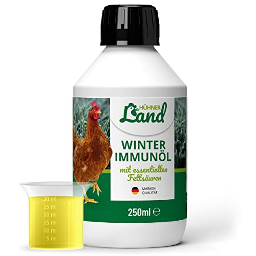 HÜHNER Land Winter-Immunöl 250ml kaltgepresst für Hühner & Geflügel, Immunsystem und Stoffwechsel, Futteröl für Hühnerfutter, Hühner Futterzusatz 100% natürlich von HÜHNER Land