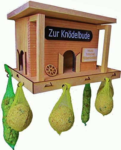 HÜWÜKNÜ Vogelhaus, Futterhaus Knödelbude Futterhäuschen für Meisenknödel etc. von Hüwüknü