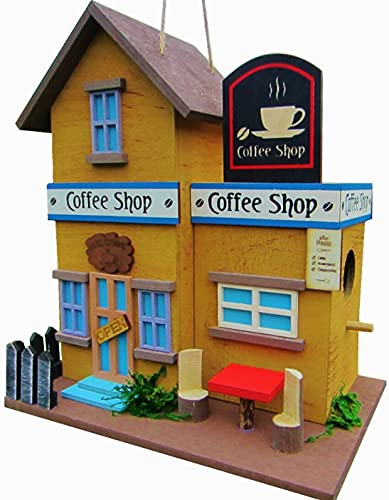 HÜWÜKNÜ Vogelhaus, Nistkasten, Coffee Shop` Vogelhaus zum Aufhängen, für Singvögel wie Spatzen, Meisen, Handarbeit aus Holz, bunt, Vogelvilla für Garten, Terasse, Balkon HÜWÜKNÜ Vogelhaus, Nistkasten, Coffee Shop` Vogelhaus zum Aufhängen, für Singvögel wie Spatzen, Meisen, Handarbeit aus Holz, bunt, Vogelvilla für Garten, Terasse, Balkon von Hüwüknü