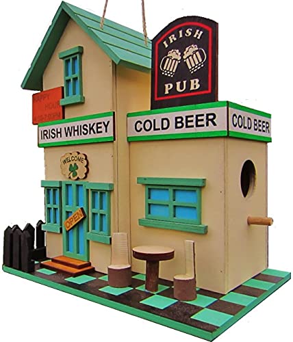 Hüwüknü Vogelhaus, Nistkasten, `Irish Pub` Vogelhaus zum Aufhängen, für Singvögel wie Spatzen, Meisen, Handarbeit aus Holz, bunt, Vogelvilla für Garten, Terasse, Balkon Hüwüknü Vogelhaus, Nistkasten, `Irish Pub` Vogelhaus zum Aufhängen, für Singvögel wie Spatzen, Meisen, Handarbeit aus Holz, bunt, Vogelvilla für Garten, Terasse, Balkon von Hüwüknü