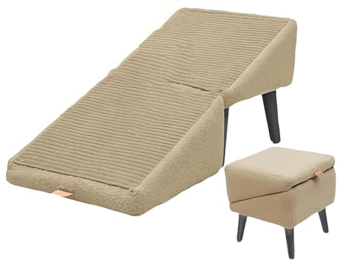 Geteilter Fußhocker, Hunderampe, Geteilte Ottomane, Hunderampe, All-in-One, Leichte, Zusammenklappbare Haustierrampen, Treppe For Die Couch, Multifunktionale Aufbewahrungsfußstütze, Rutschfeste, Stabi von HUFENYU