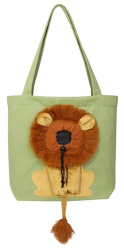 HUFENYU Hundetragetasche in Löwenform, Hundetasche in Löwenform, atmungsaktiver Rucksack in Löwenform for kleine Hunde und Katzen(Green,L) von HUFENYU
