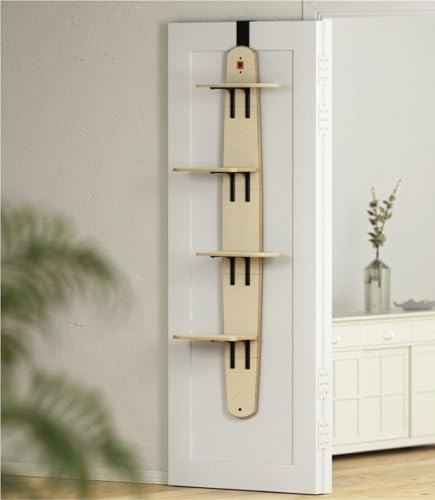 HUFENYU Tür-hängendes Katzenregal, mehrstufiges Tür-hängendes Katzenregal, 4-stufig, über der Tür, Katzenkletterer for Innenkatzen, Tür-hängender Katzenbaum über der Tür(Beige) von HUFENYU