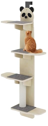 HUFENYU Tür-hängendes Katzenregal, mehrstufiges Tür-hängendes Katzenregal, 4-stufig, über der Tür, Katzenkletterer for Innenkatzen, Tür-hängender Katzenbaum über der Tür(Panda) von HUFENYU
