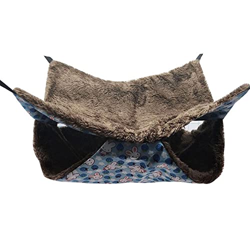 HUFFA Ausgezeichnete Haustier-Hängematte, praktisches Haustier-Hängematten-Bett, zweischichtig, superweich, Winter-Hängematte for Hamster, warmes Bettnest (Color : Blue 1, Size : S) von HUFFA