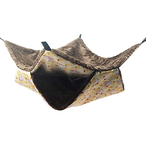 HUFFA Ausgezeichnete Haustier-Hängematte, praktisches Haustier-Hängematten-Bett, zweischichtig, superweich, Winter-Hängematte for Hamster, warmes Bettnest (Color : Yellow 1, Size : S) von HUFFA