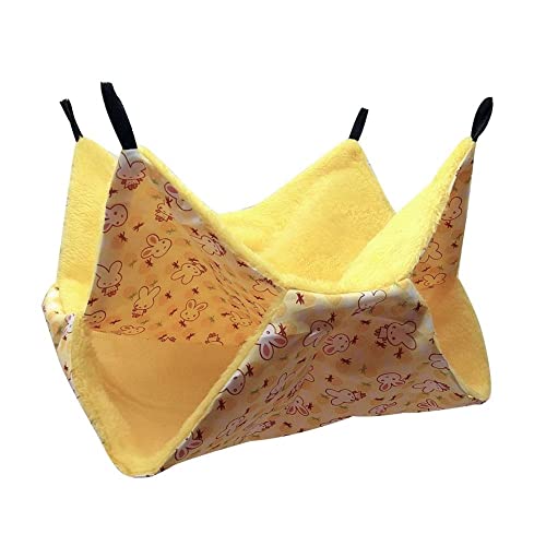 HUFFA Ausgezeichnete Haustier-Hängematte, praktisches Haustier-Hängematten-Bett, zweischichtig, superweich, Winter-Hängematte for Hamster, warmes Bettnest (Color : Yellow 2, Size : S) von HUFFA