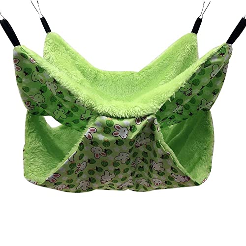 HUFFA Ausgezeichnete Haustier-Hängematte, praktisches Haustier-Hängematten-Bett, zweischichtig, superweich, Winter-Hängematte for Hamster, warmes Bettnest (Color : Green2, Size : S) von HUFFA
