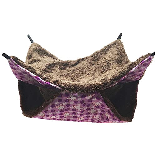 HUFFA Ausgezeichnete Haustier-Hängematte, praktisches Haustier-Hängematten-Bett, zweischichtig, superweich, Winter-Hängematte for Hamster, warmes Bettnest (Color : Purple 1, Size : L) von HUFFA